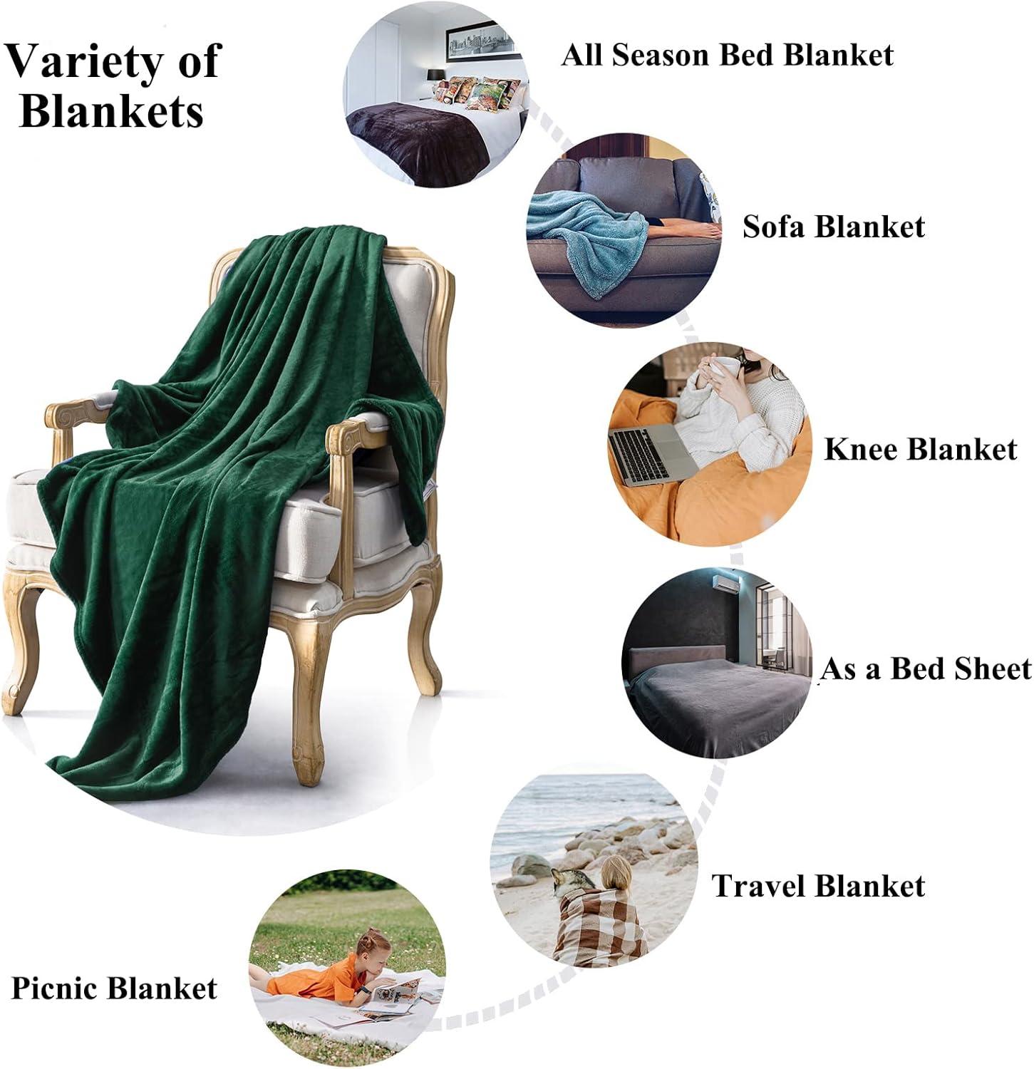 PAVILIA Luxury Fleece Blanket Throw for Bed, Soft Lightweight Plush Flannel Blanket for Sofa Couch