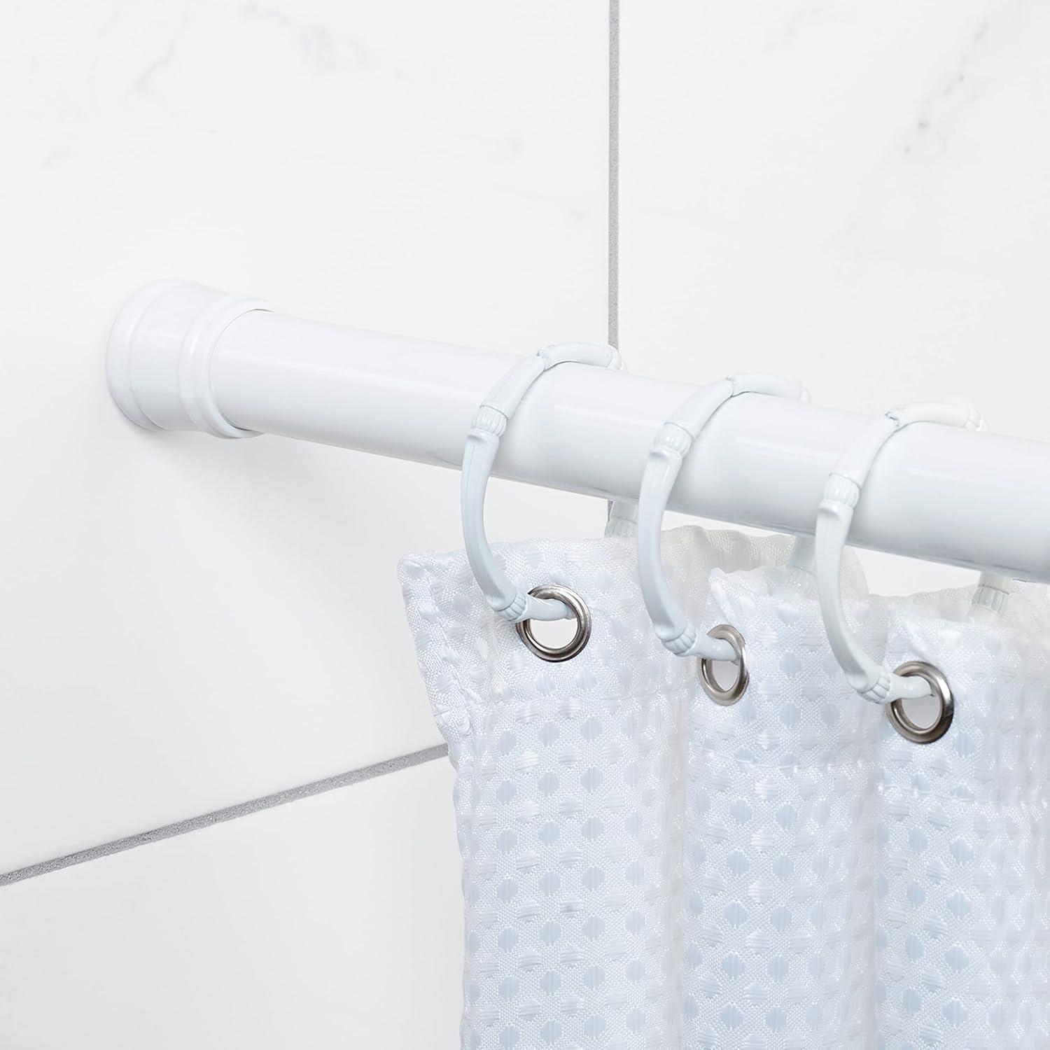 Adjustable White Steel Tension Shower Curtain Rod