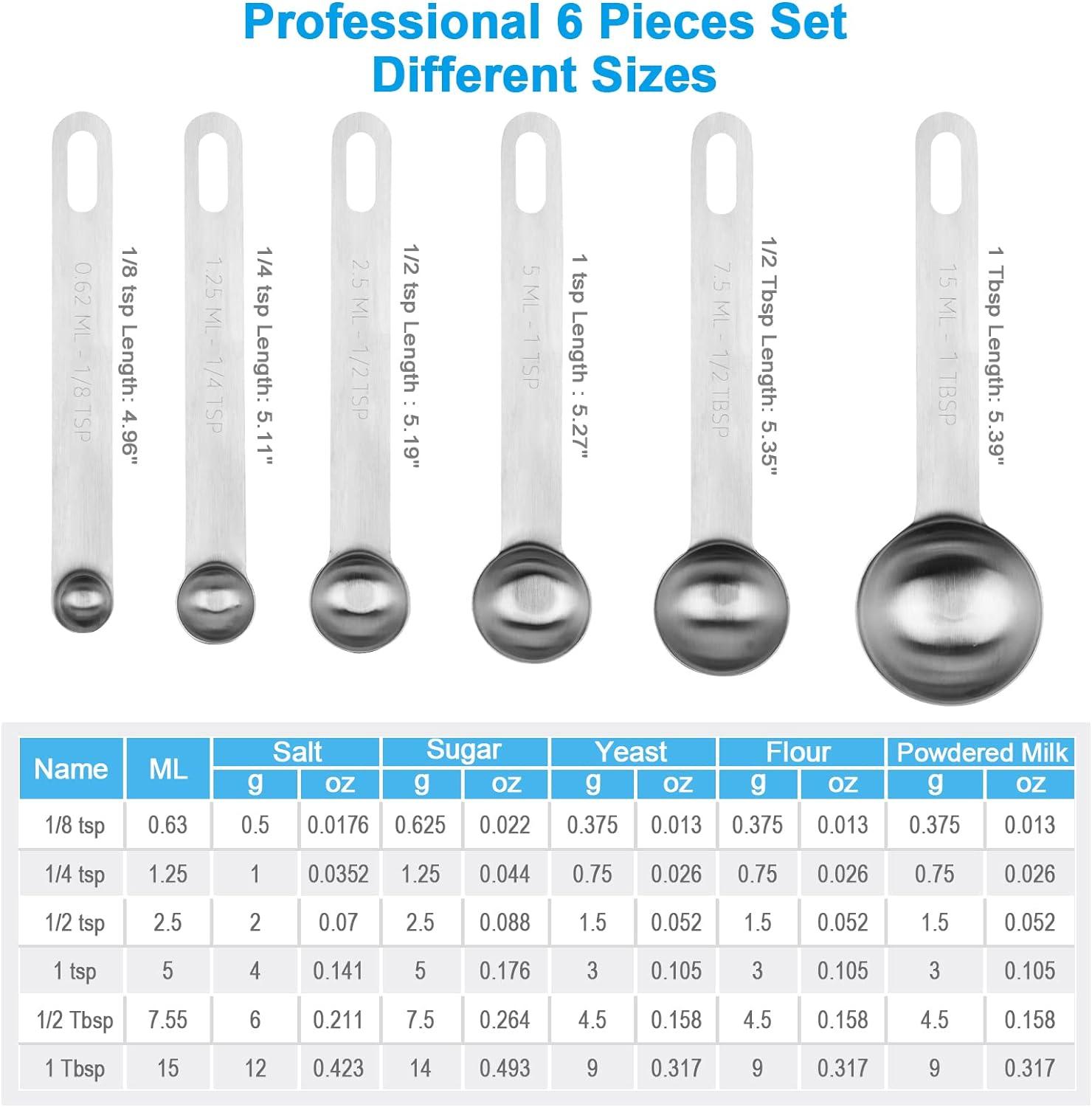 Stainless Steel Measuring Spoons Set with Bonus Leveler