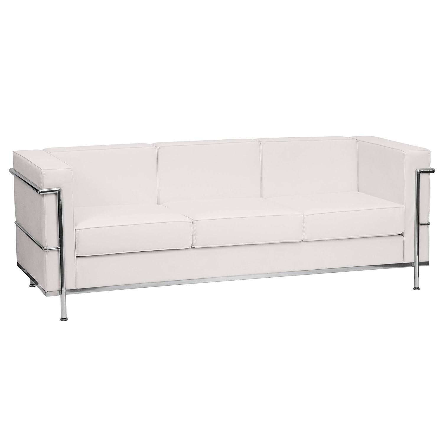 Flash Furniture HERCULES Regal Series Contemporary Melrose White LeatherSoft Sofa with Encasing Frame