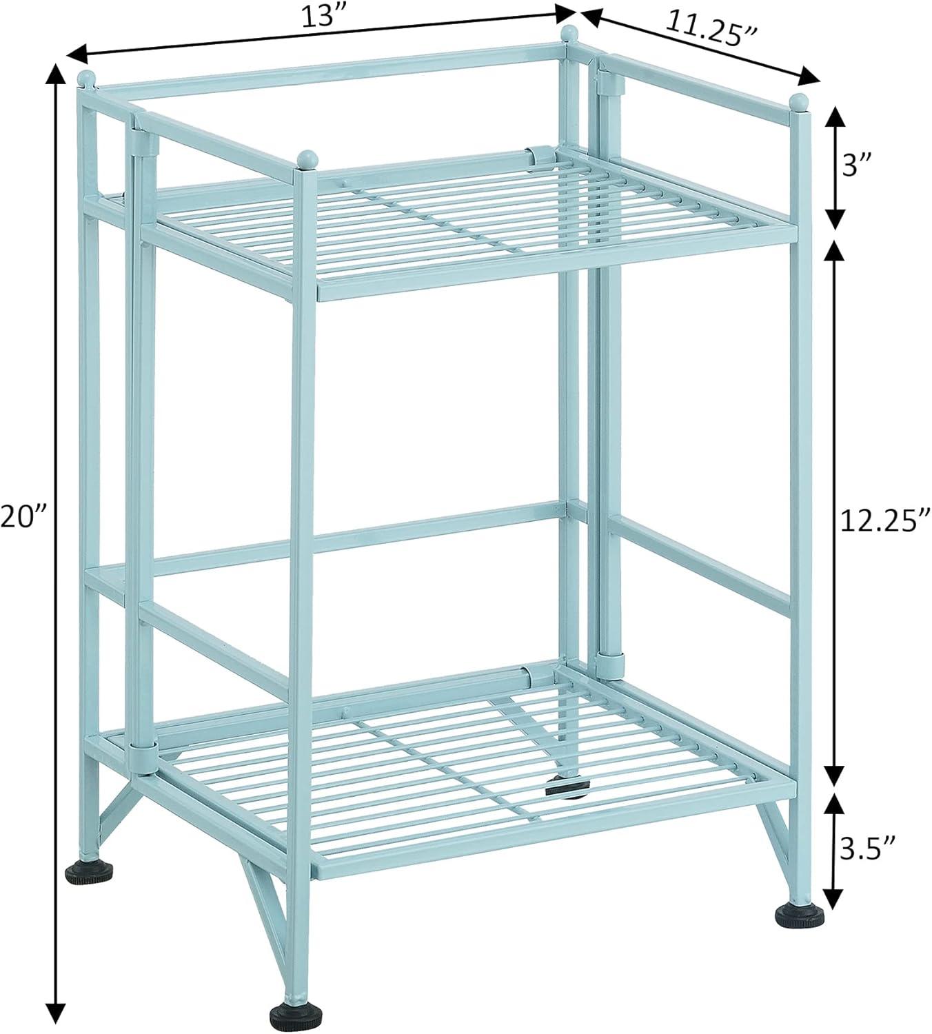 Sea Foam Adjustable 2-Tier Folding Metal Shelf