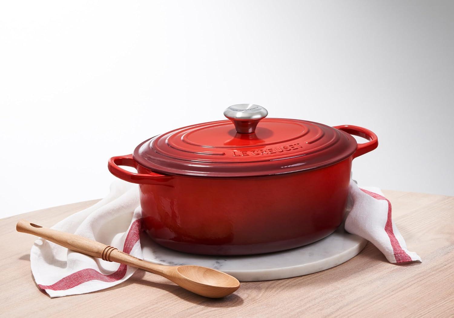 Cerise Enameled Cast Iron Oval Dutch Oven, 2.75 qt.