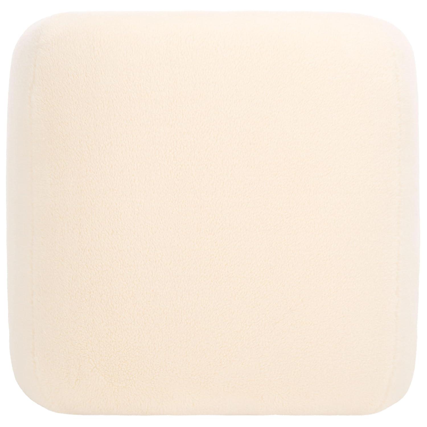 SAFAVIEH Kibo Modern Faux Shearling Ottoman, Cream