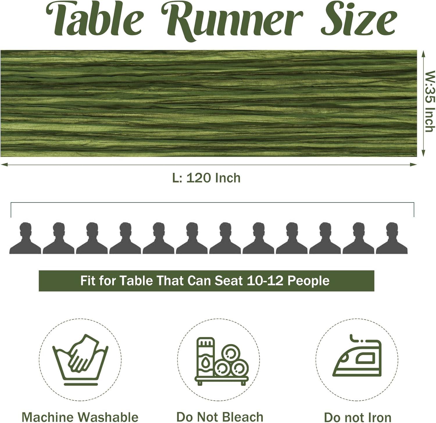 Mint Green Cheesecloth Table Runner 6 Pack 35" Boho Gauze Runner 120 inches Long Tablecloth Runner Rustic Sheer Fabric Bulk for Baby Shower Wedding Bridal Birthday Party Table Decorations