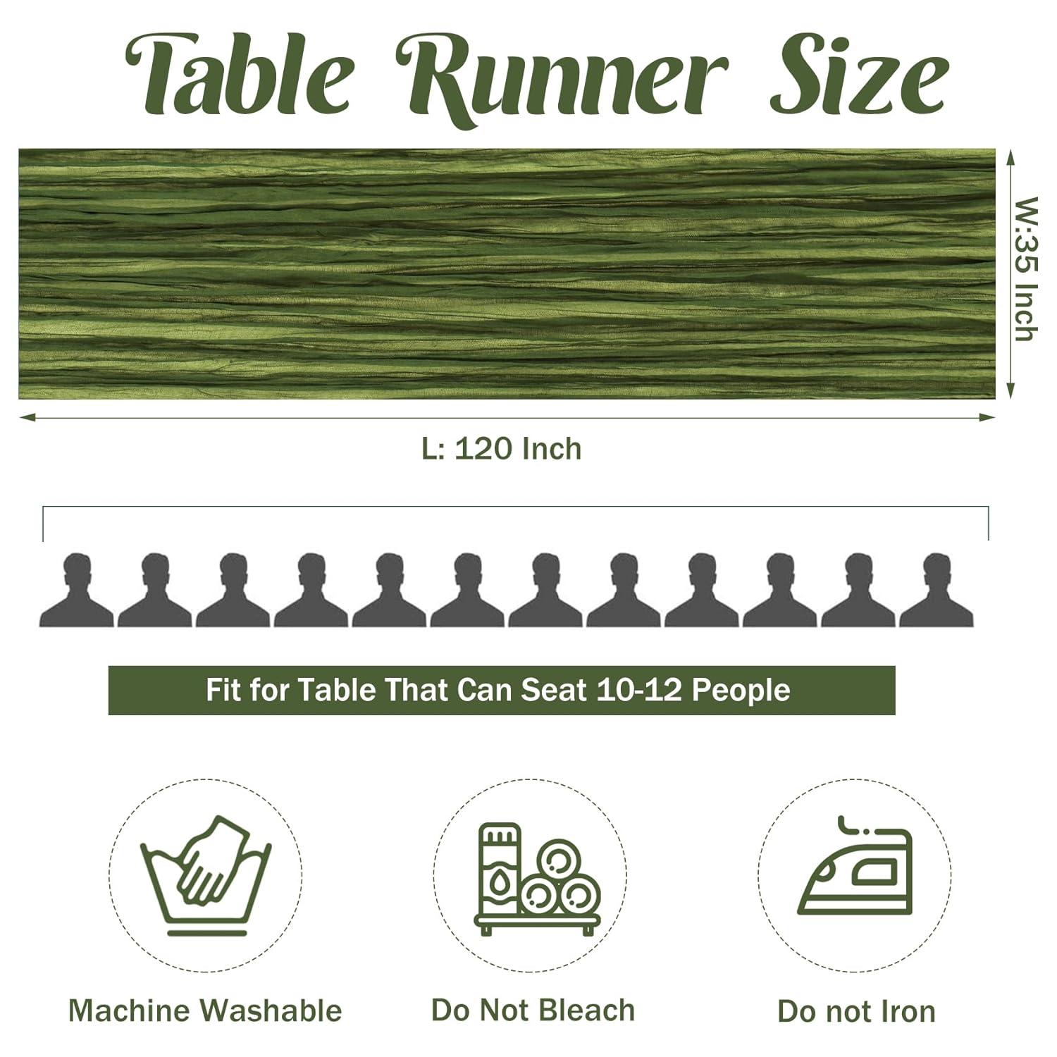 Mint Green Cheesecloth Table Runner 6 Pack 35" Boho Gauze Runner 120 inches Long Tablecloth Runner Rustic Sheer Fabric Bulk for Baby Shower Wedding Bridal Birthday Party Table Decorations