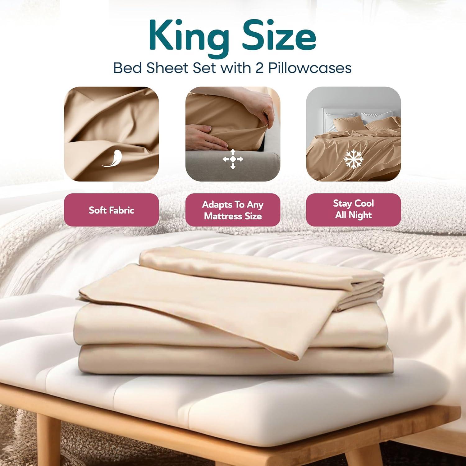 Sleepgram Viscose from Bamboo Bed Sheet Set w/2 Pillowcases