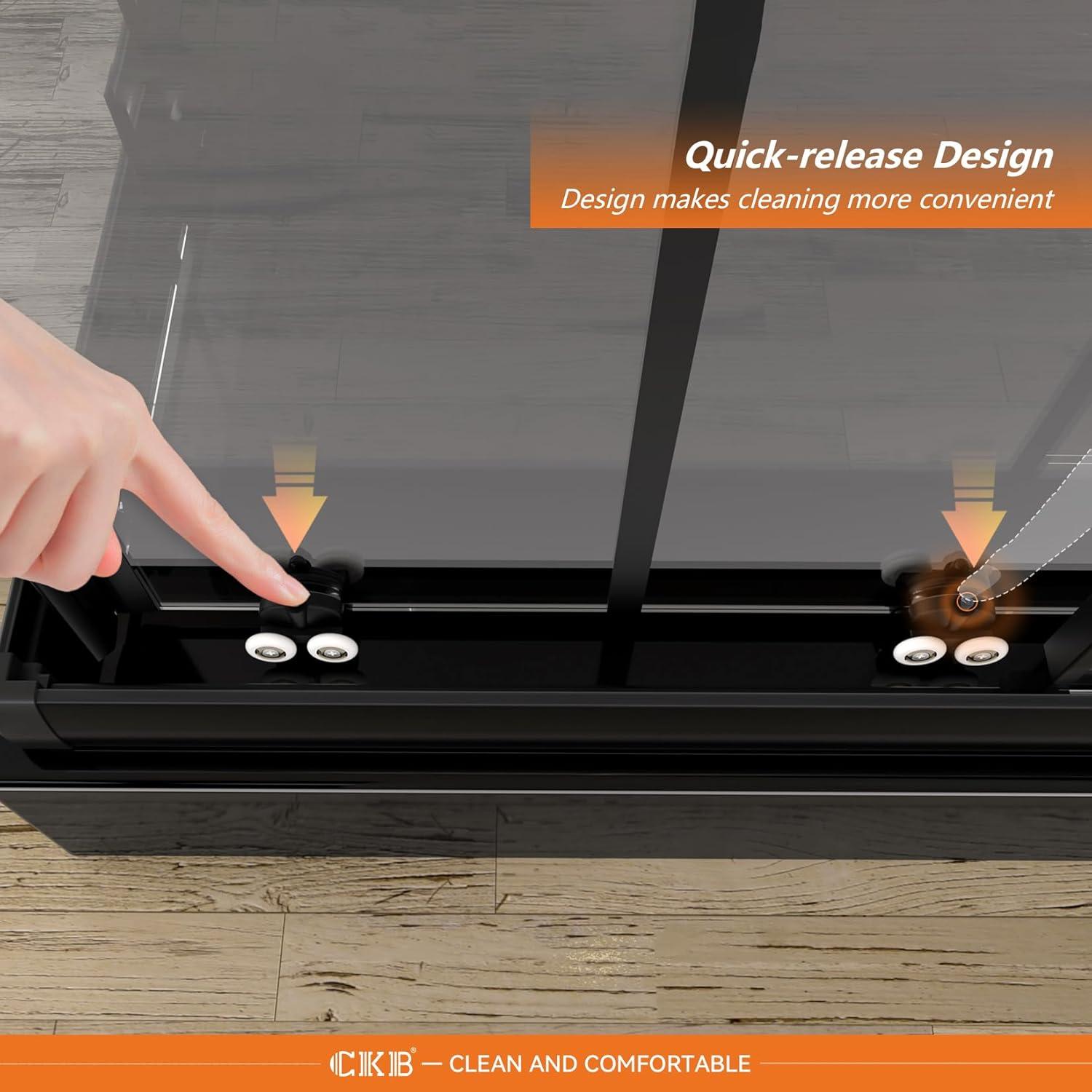 Matte Black Frameless Corner Shower Enclosure with Clear Glass