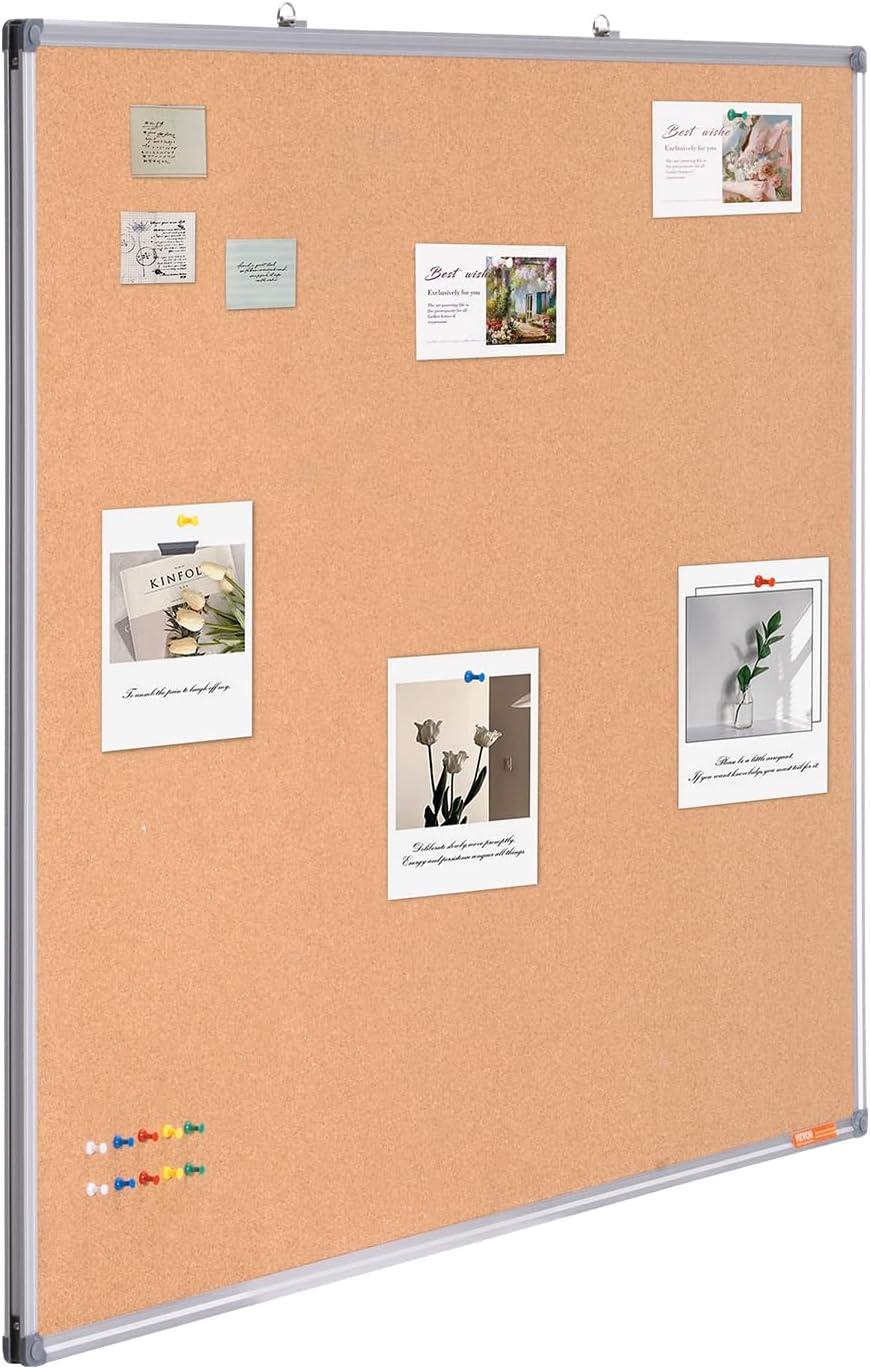 Stellweilan Tessberg 48"x36" Large Cork Board – Wall-Mounted Bulletin Board with Pin Board – Perfect for School, Home, Office