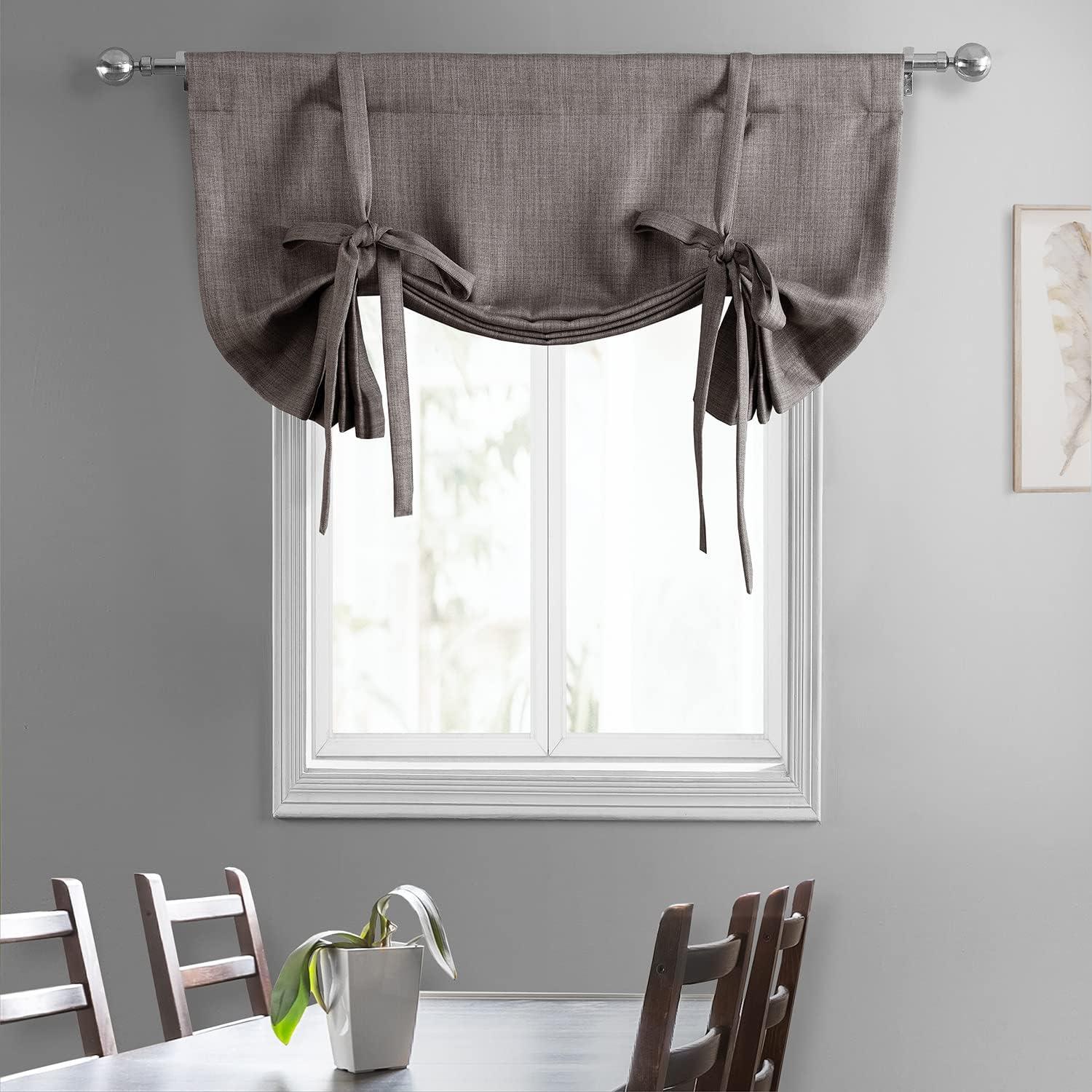 Exclusive Fabrics  Faux Linen Room Darkening Tie-Up Window Shade (1 Panel) 46 X 63 - Mink