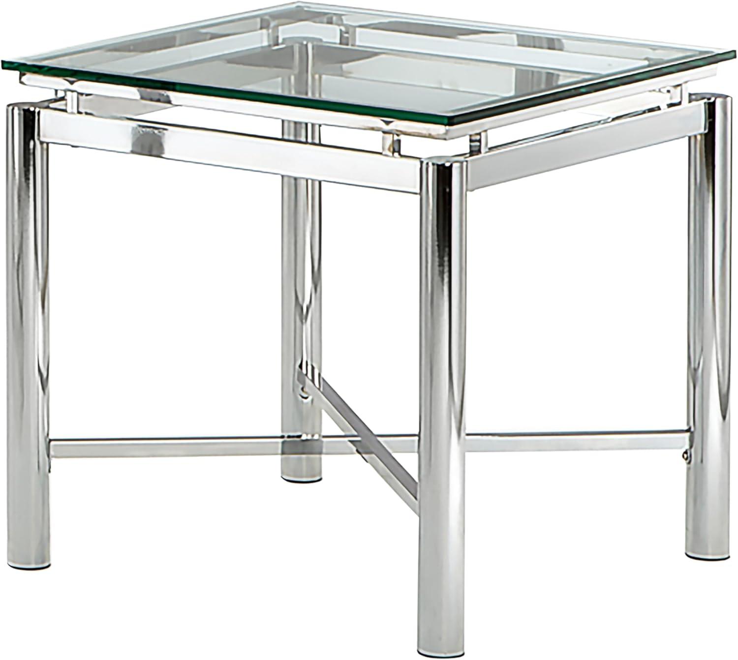 Nova Square Chrome X-Base End Table with Tempered Glass Top