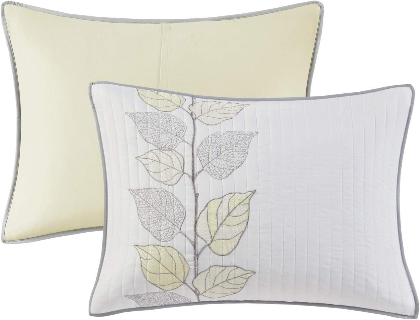 6 Piece Embroidered Quilt Set with Throw Pillows