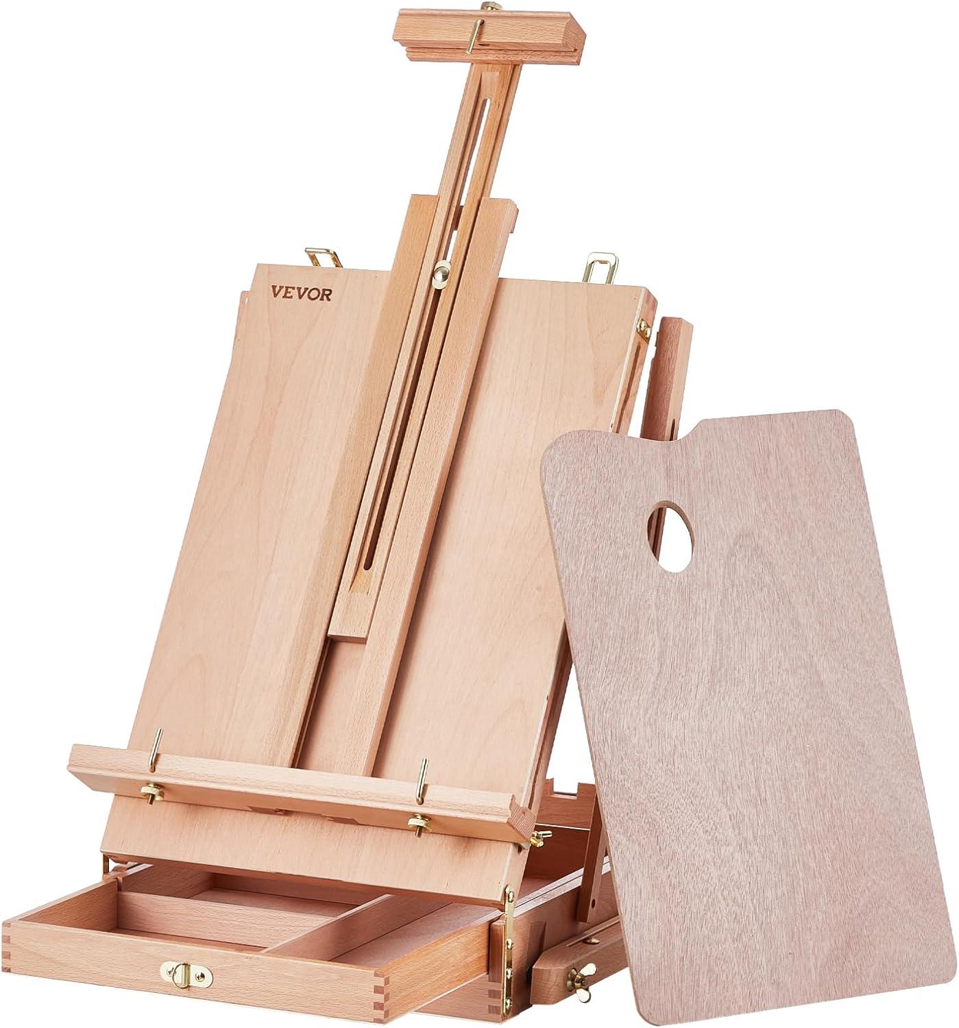 French Easel Hold Canvas to 34" Beechwood Foldable Sketchbox Easel Drawer