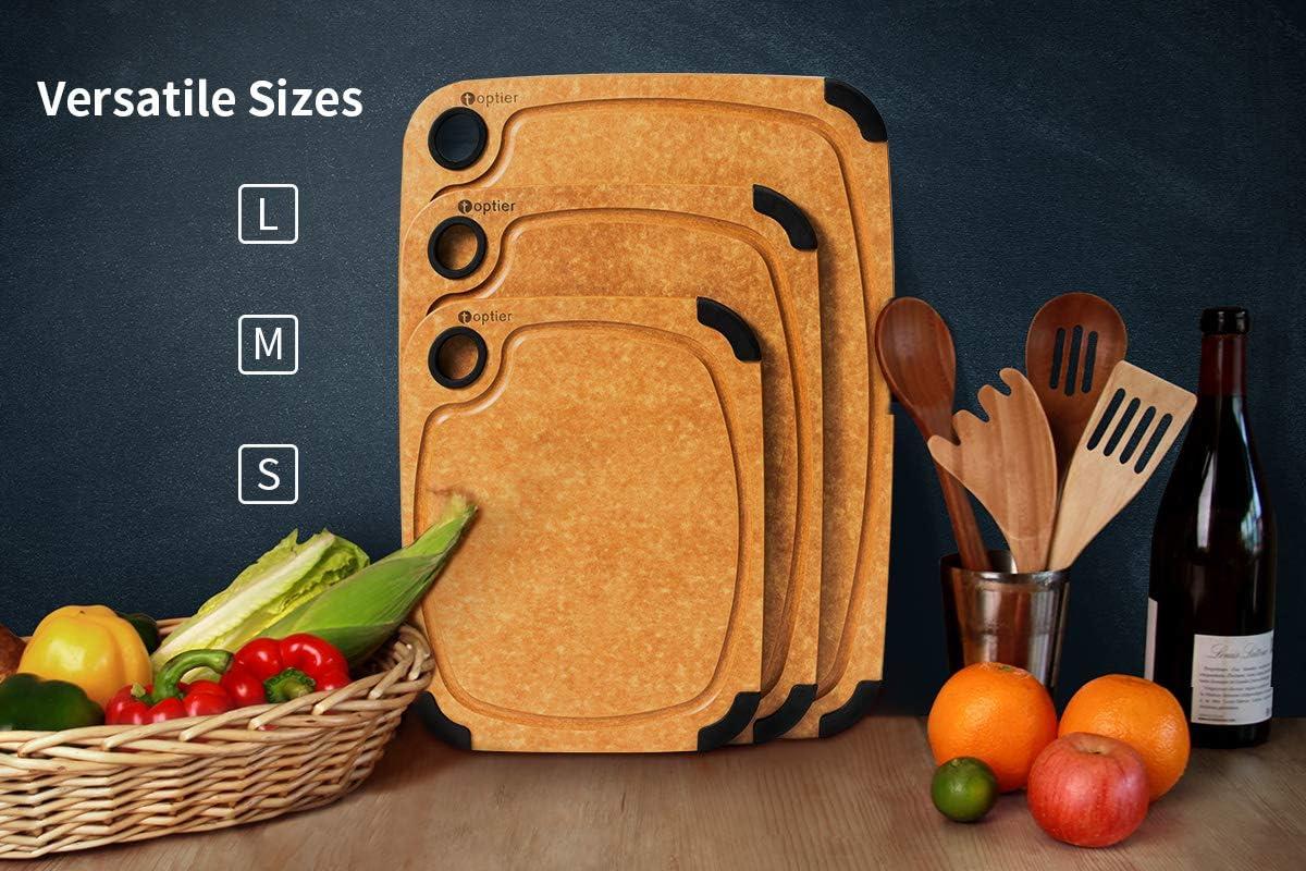 Large Natural Wood Fiber Rectangular Cutting Board with Non-Slip Edges