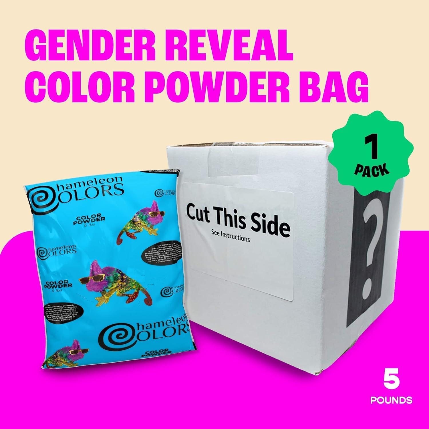 Chameleon Colors Gender Reveal Smoke Bomb Box - With 5 Pounds of Blue Gender Reveal Chalk Powder for a 60-Second Color Powder Cloud - Safe and Great for Gender Reveal Parties, Photography, and Videos