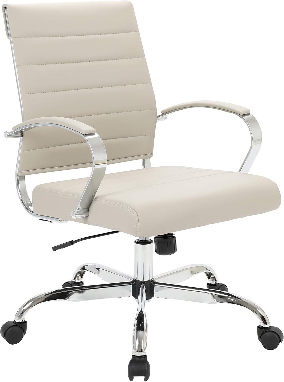 LeisureMod Benmar Modern Leatherette Executive Swivel Office Chair in Tan