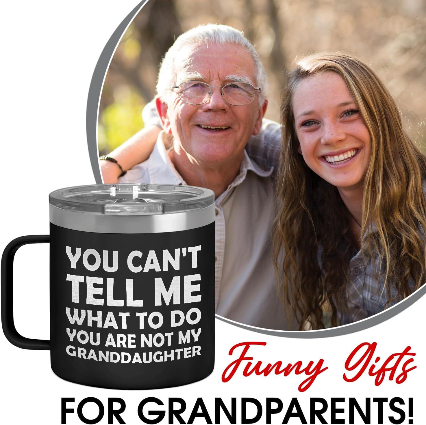 Best Grandpa Gifts for Christmas - 14Oz Grandpa Mug (Black) - You Are Not My Granddaughter -