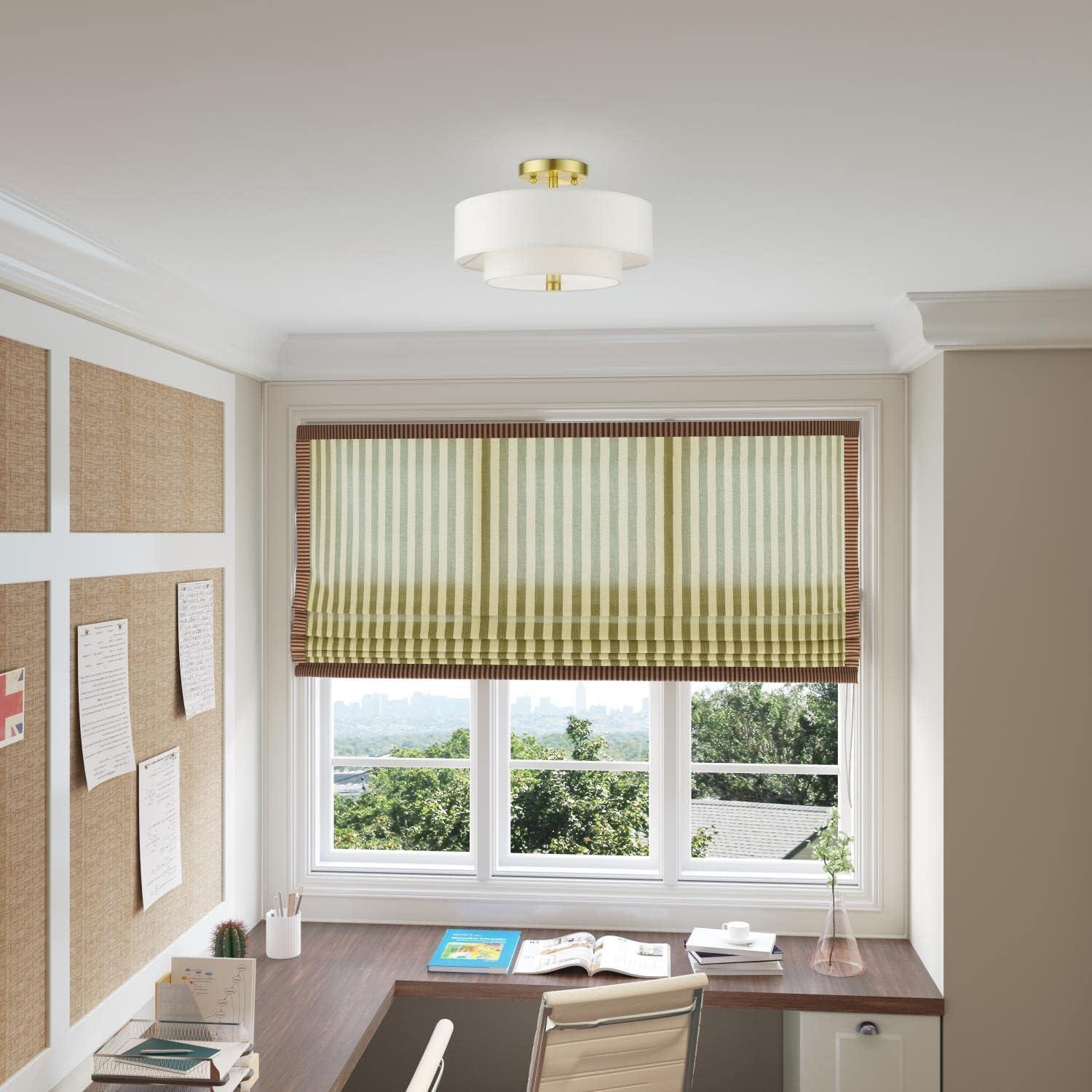 Livex Lighting Meridian 2 - Light Semi-Flush Mount in  Satin Brass