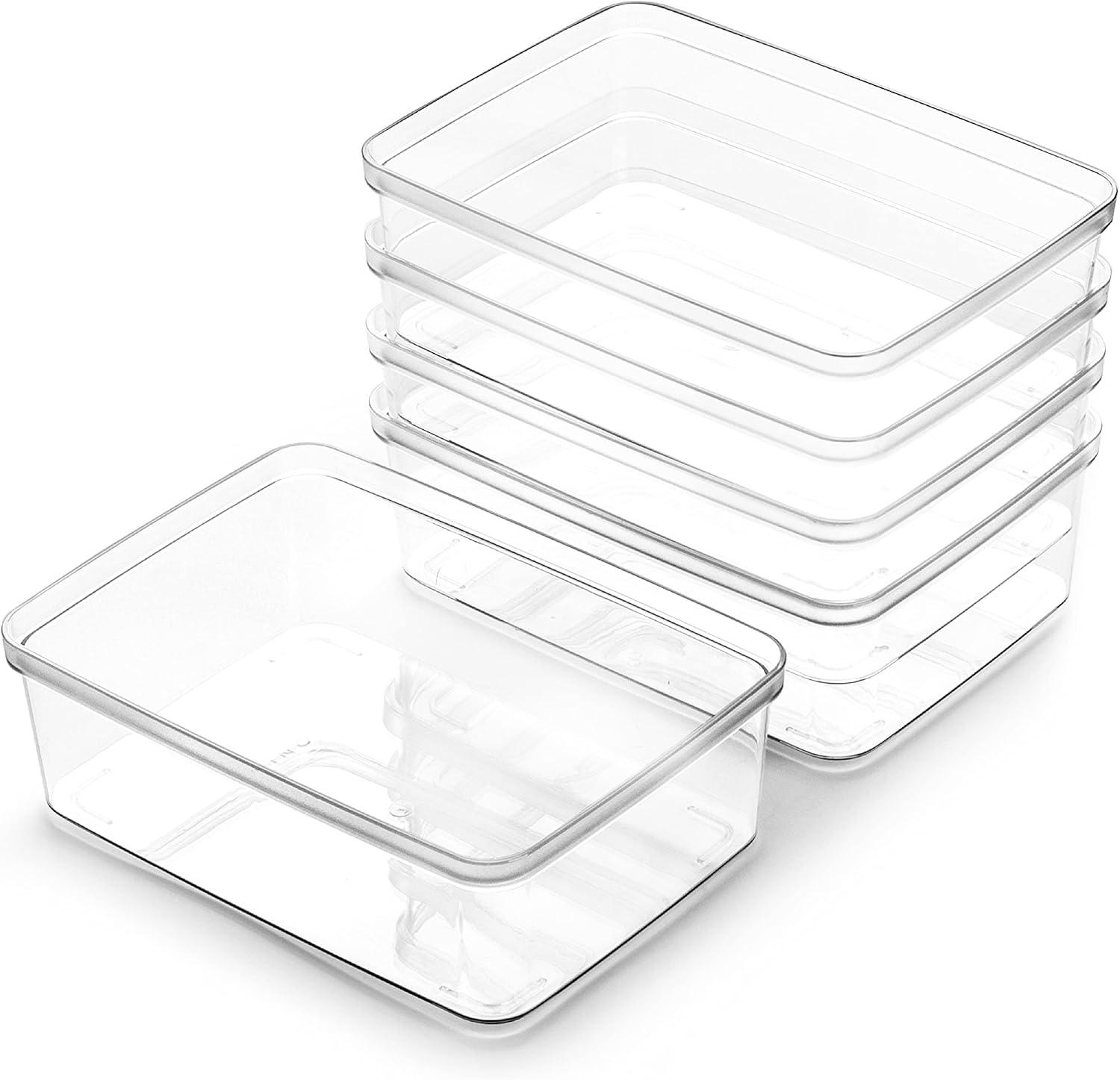 BINO | Plastic Storage Bins, X-Small - 5 Pack|THE LUCID COLLECTION | Multi-Use Organizer Bins | Built-In Handles | BPA-Free | Clear Storage Containers | Fridge Organizer | Pantry & Home Organization