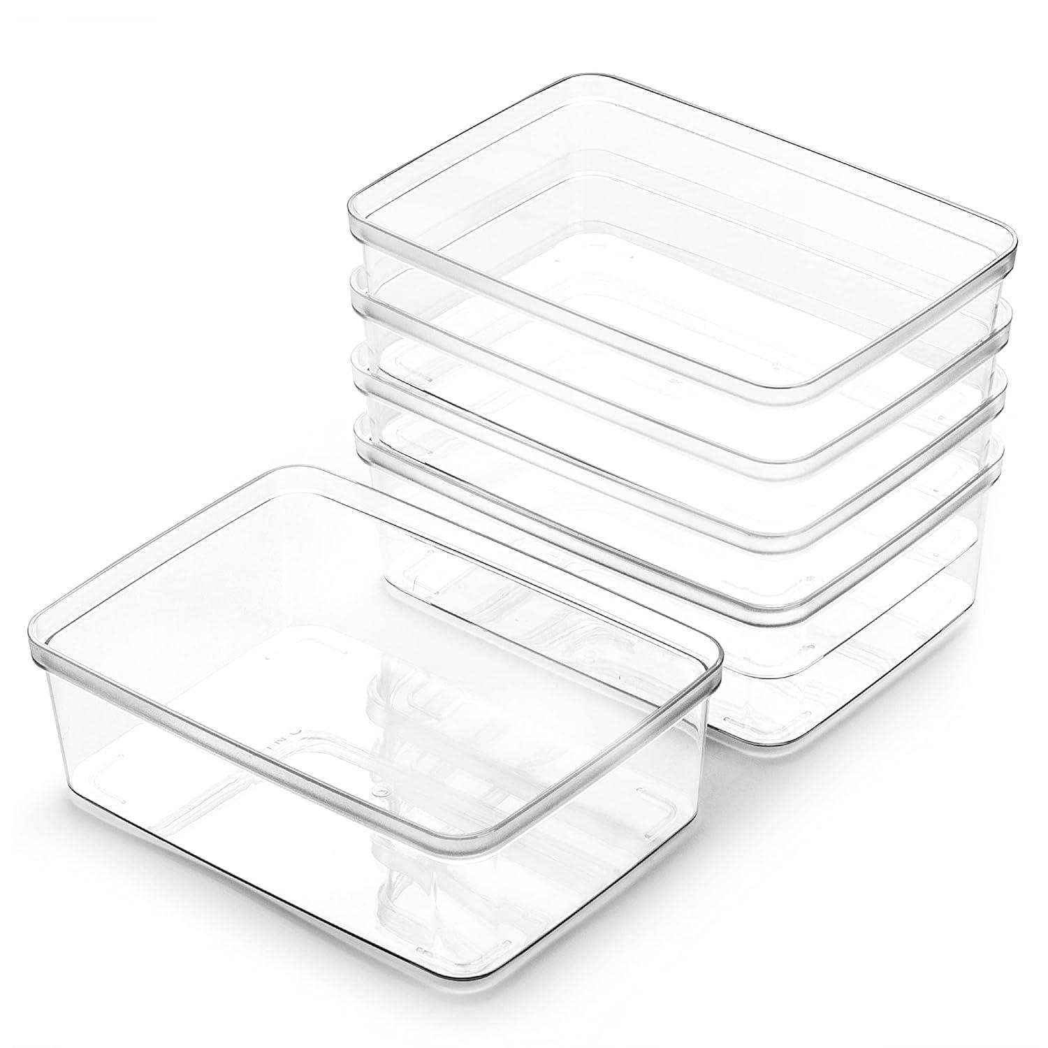 BINO | Plastic Storage Bins, X-Small - 5 Pack|THE LUCID COLLECTION | Multi-Use Organizer Bins | Built-In Handles | BPA-Free | Clear Storage Containers | Fridge Organizer | Pantry & Home Organization