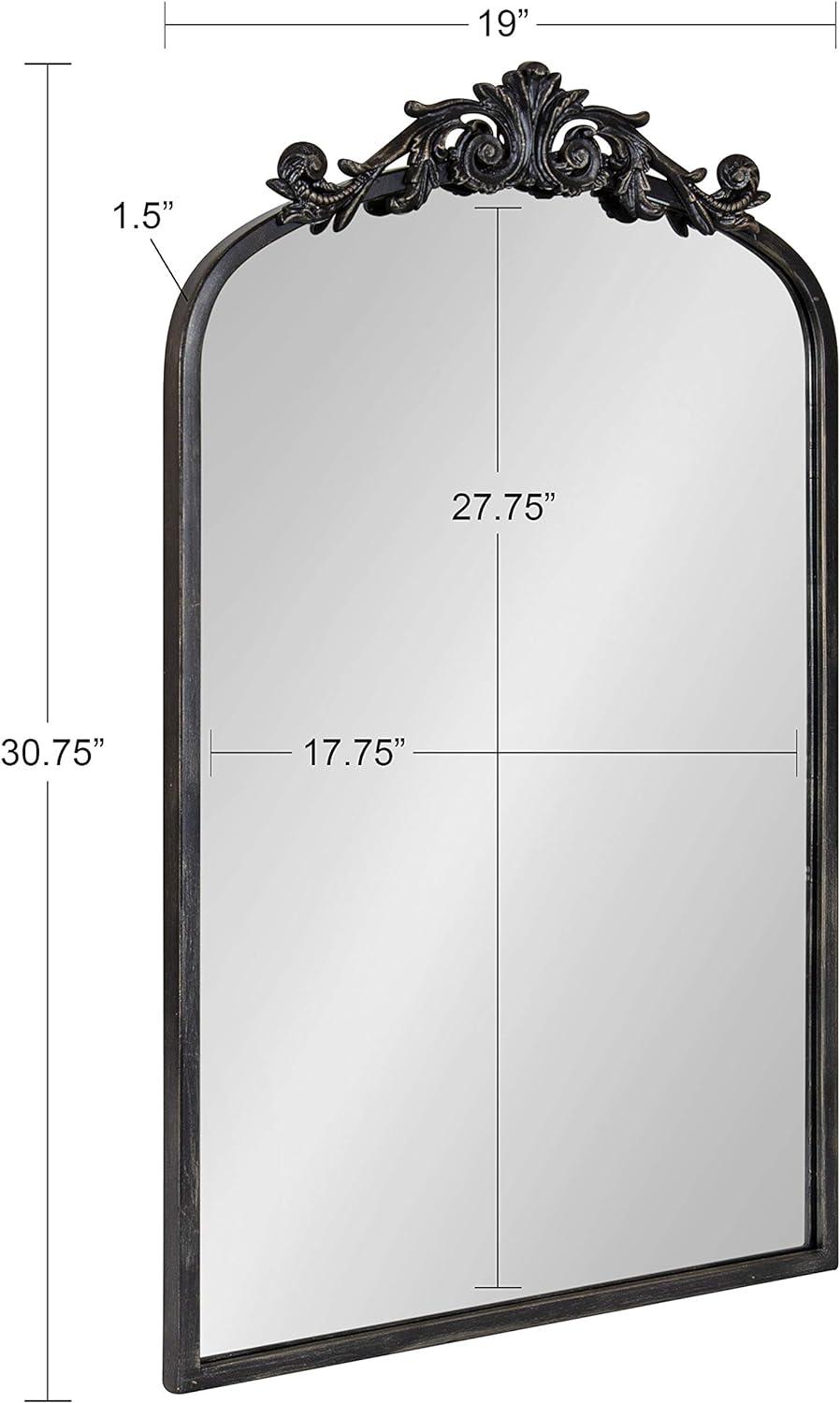 19" x 30.7" Arendahl Traditional Arch Decorative Wall Mirror Black - Kate & Laurel All Things Decor: Elegant Metal Frame
