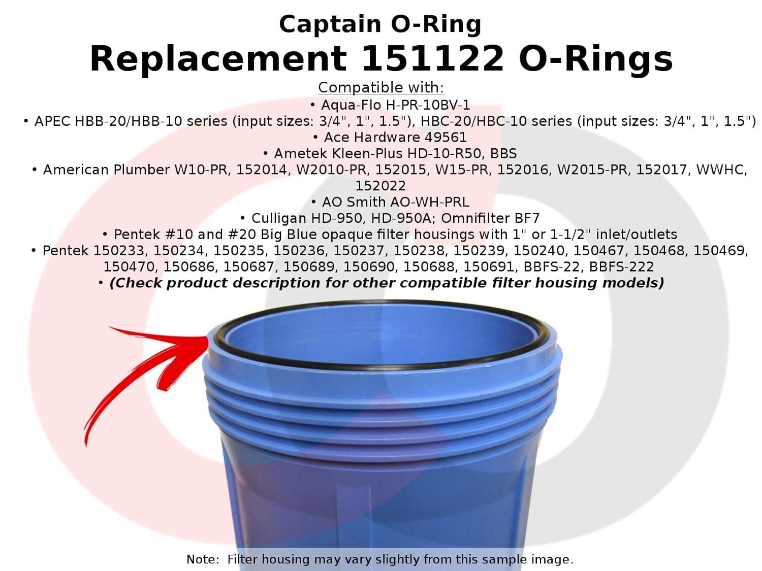 Captain O-Ring - 151122 Orings Compatible with Pentek Big Blue Water Filters OEM Size Buna-N 3 Pack