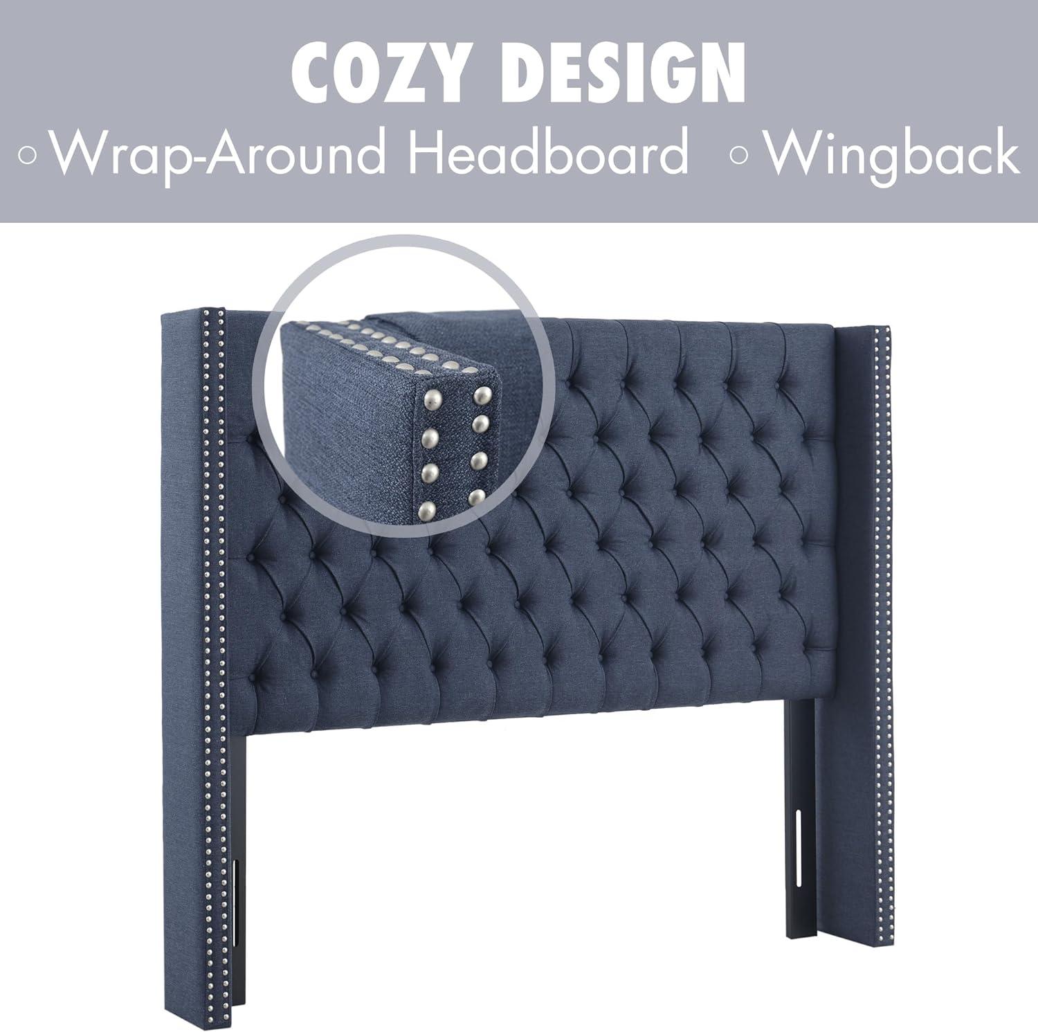 Madison Park Transitional Amelia Amelia Queen Headboard with Navy MP116-1142
