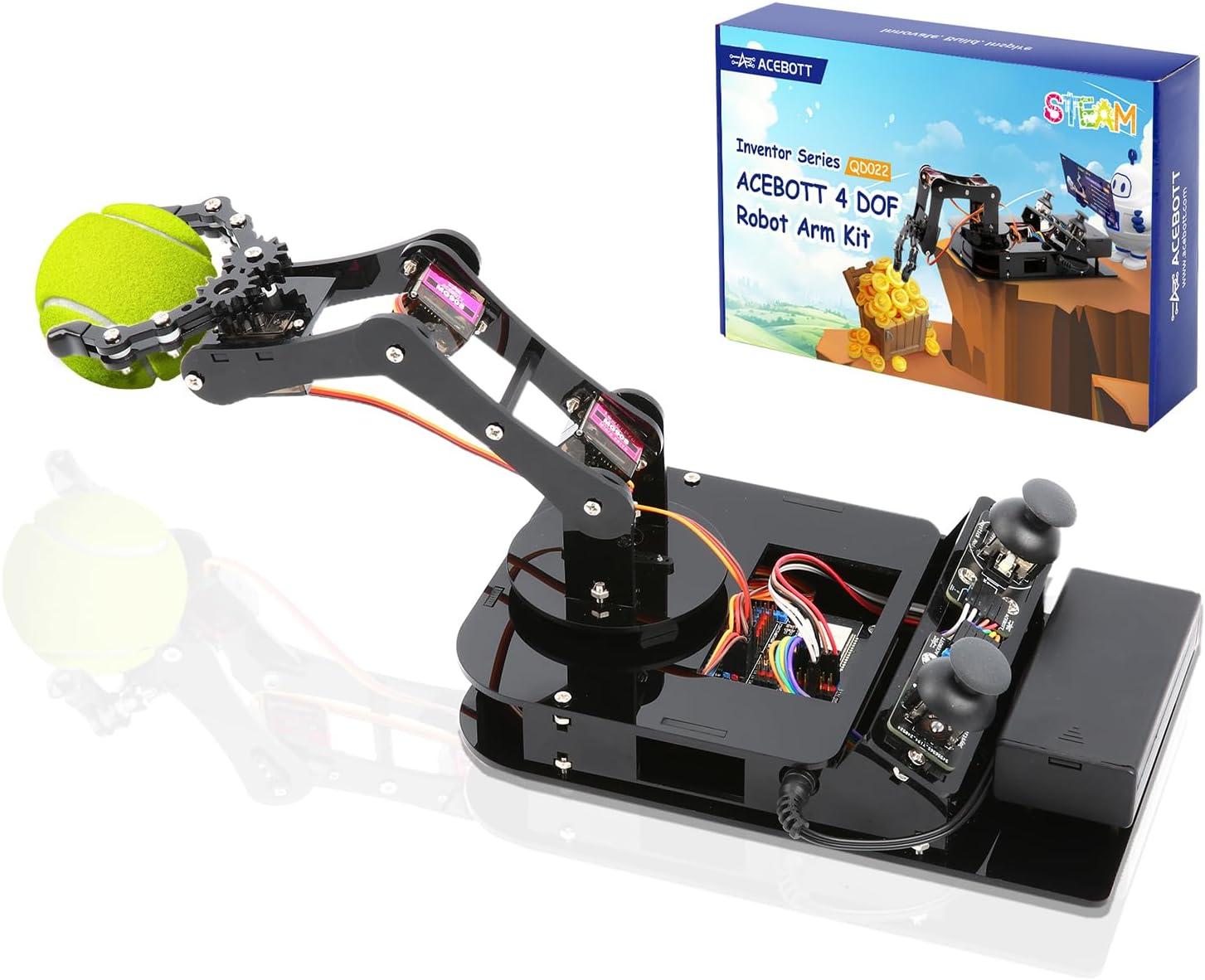 ACEBOTT 4 DOF ESP32 Programmable Robotic Arm Kit, Robotics Kit App Remote Control Robot Toys Compatible with Arduino, STEM Educational DIY Robot Arm Kit Gift for Teenagers & Adults