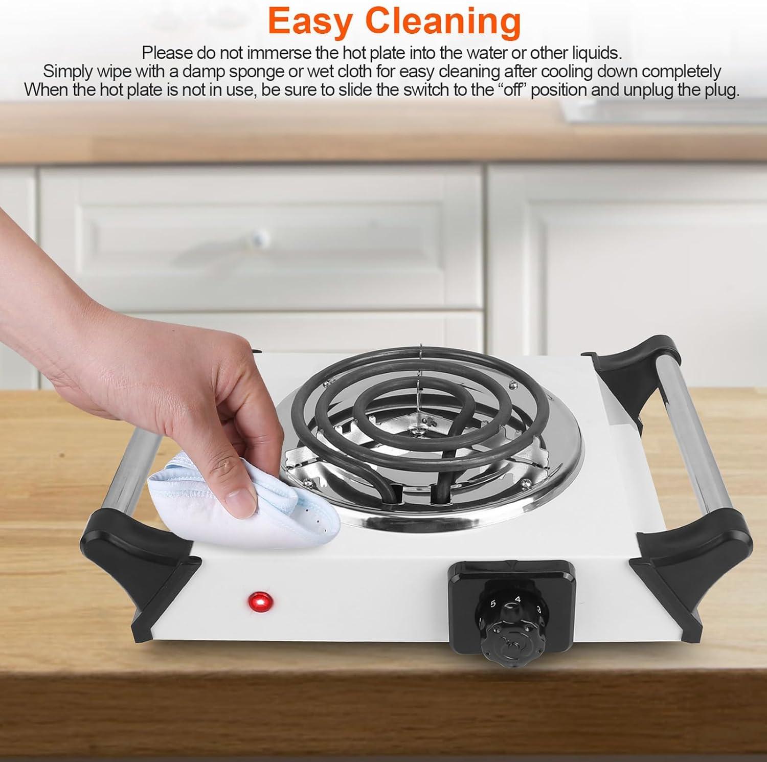 iMounTEK Portable Coil Hot Plate Heating Plate, 1000W Stove Countertop Heater with 5 Temperature Adjustments Fast Heating for Cooking