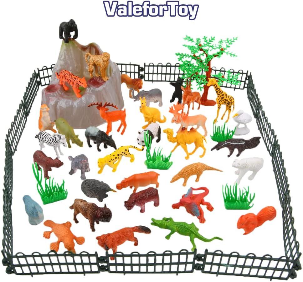 54-Piece Mini Jungle Animal Figures Set with Gift Box