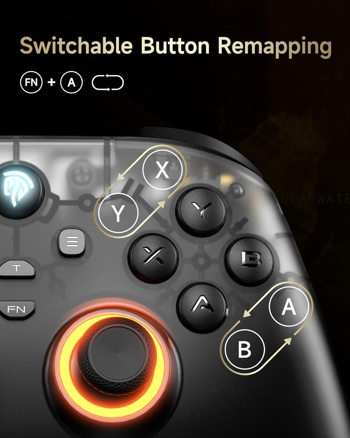 EasySMX Pro Wireless Gaming Controller with Charging Dock–Hall Effect Joysticks & Triggers, RGB Lighting for PC/iOS/Android/Switch