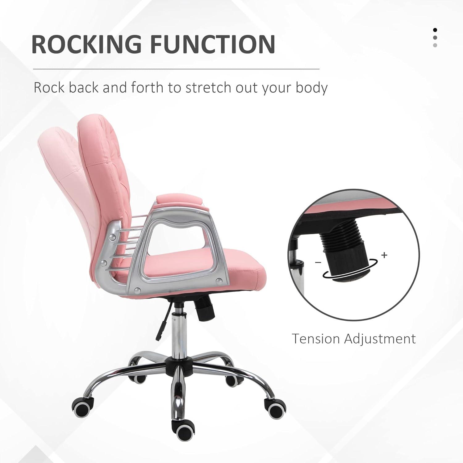 Vinsetto Indoor Height Adjustment and Armrest Office Desk Chair, Pink