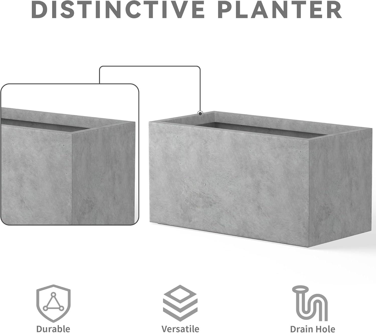 Rosemead Home & Garden, Inc.12" x 23" Rectangular Kante Lightweight Modern Outdoor Planter Natural Concrete