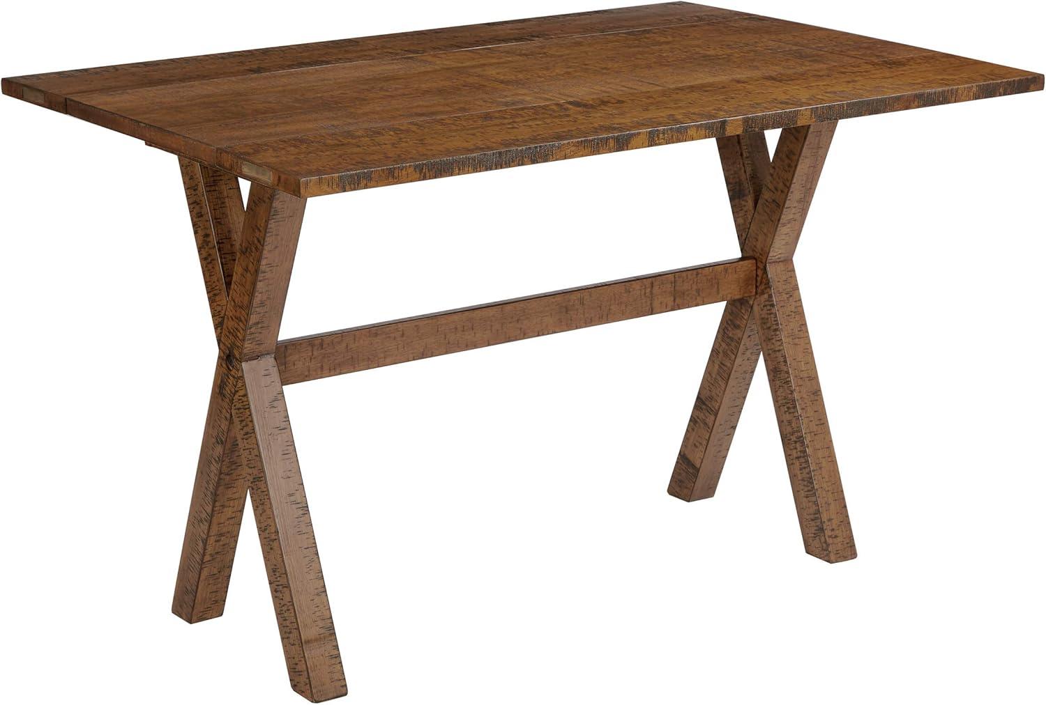 OSP Home Furnishings McKayla Flip Top Table in Distressed Brown Finish