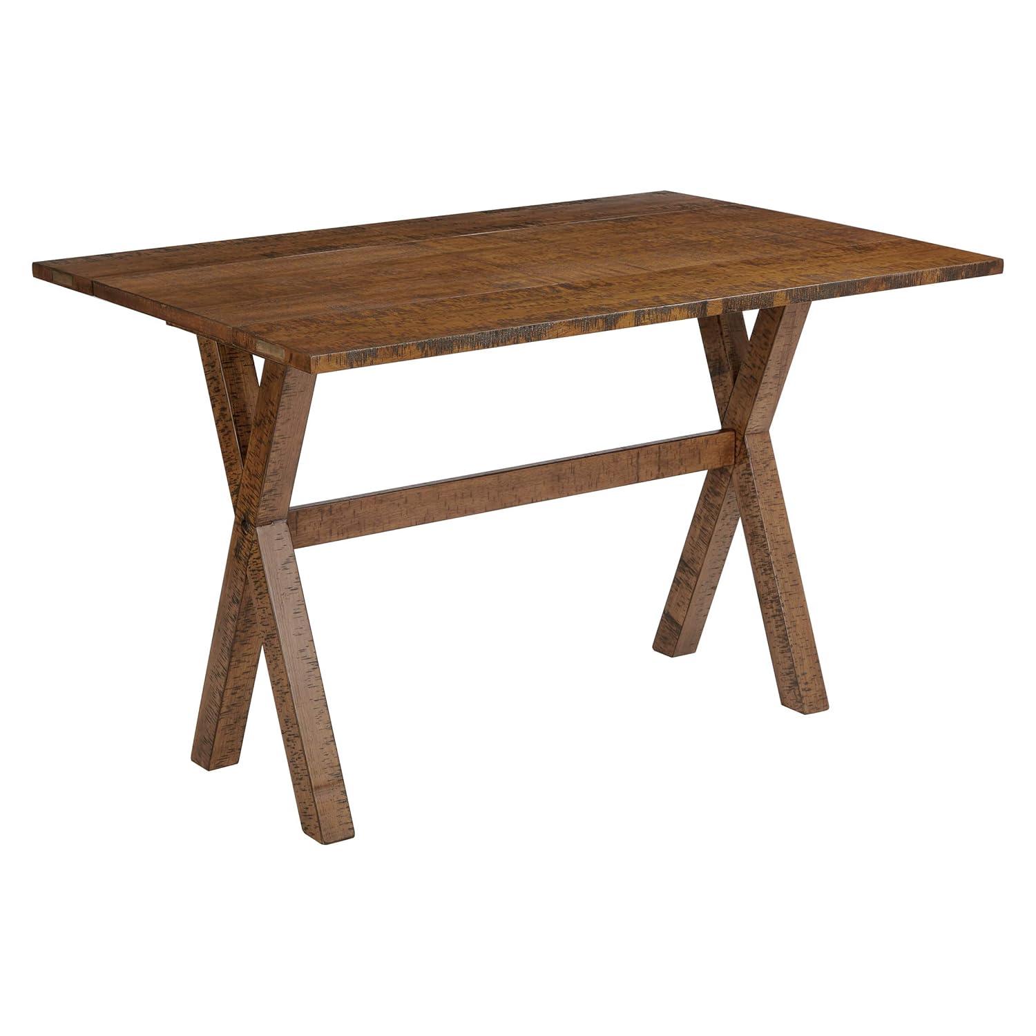 OSP Home Furnishings McKayla Flip Top Table in Distressed Brown Finish