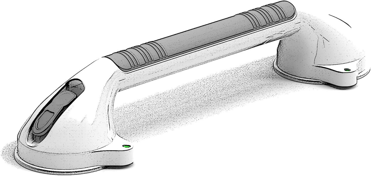 16.5inch 2 Pack Suction Balance Assist Bathroom Shower Handle,Bath Grab Bar with Indicators(White/Grey)