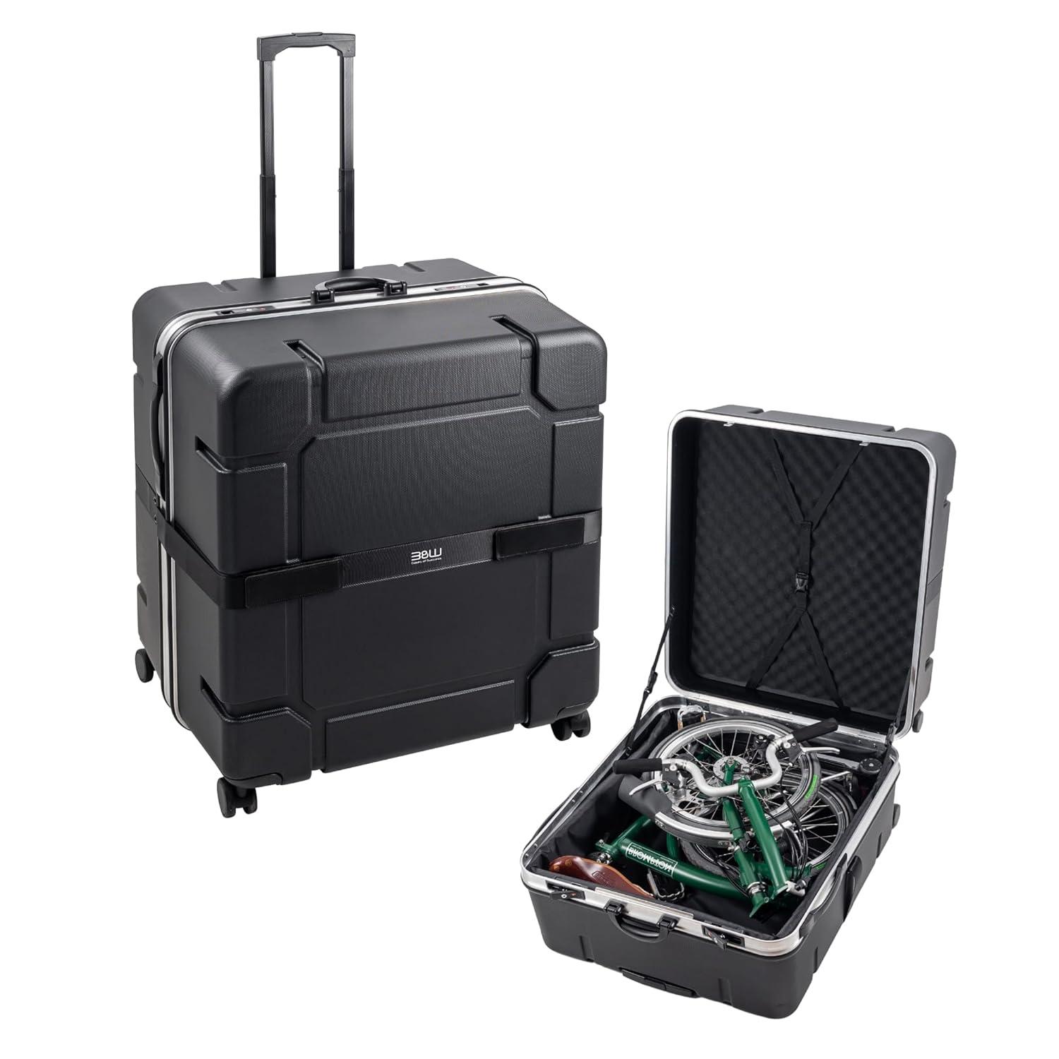 B&W International Foldon Hard Shell, Travel Bicycle Case for Folding Bikes, Black