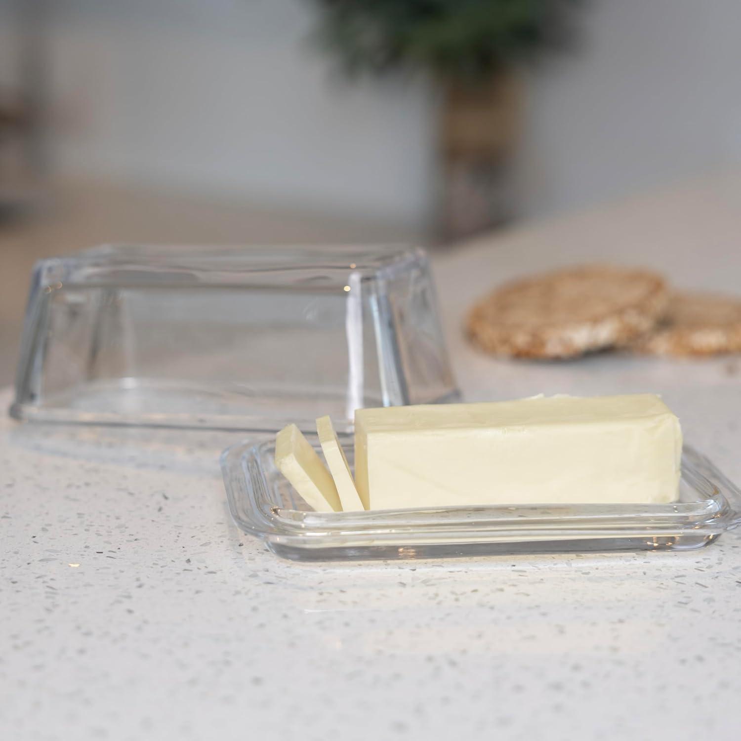 Fox Run Glass Butter Dish With Cover, For The Counter or Refrigerator