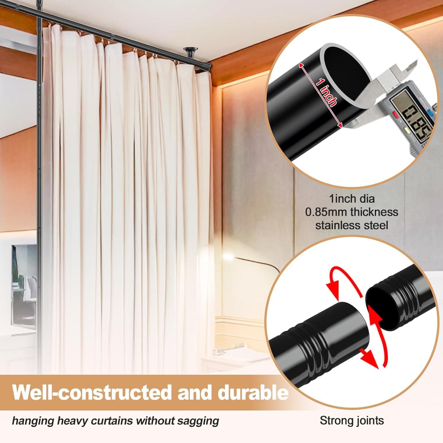 Room Divider Bracket, Tension Curtain Rod, No Drilling Required