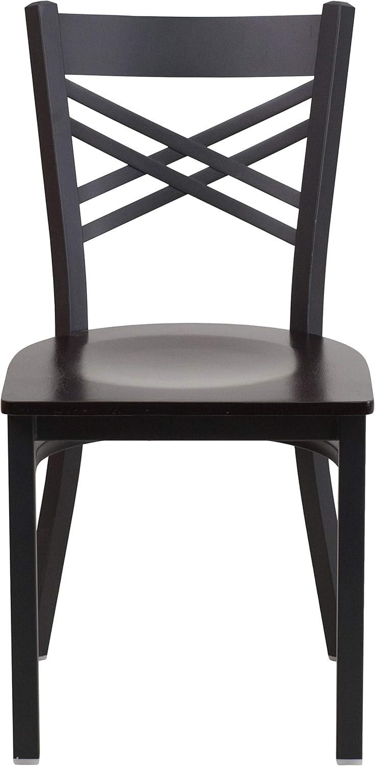 Elevate 32'' Black Steel and Walnut Wood Cross Back Side Chair