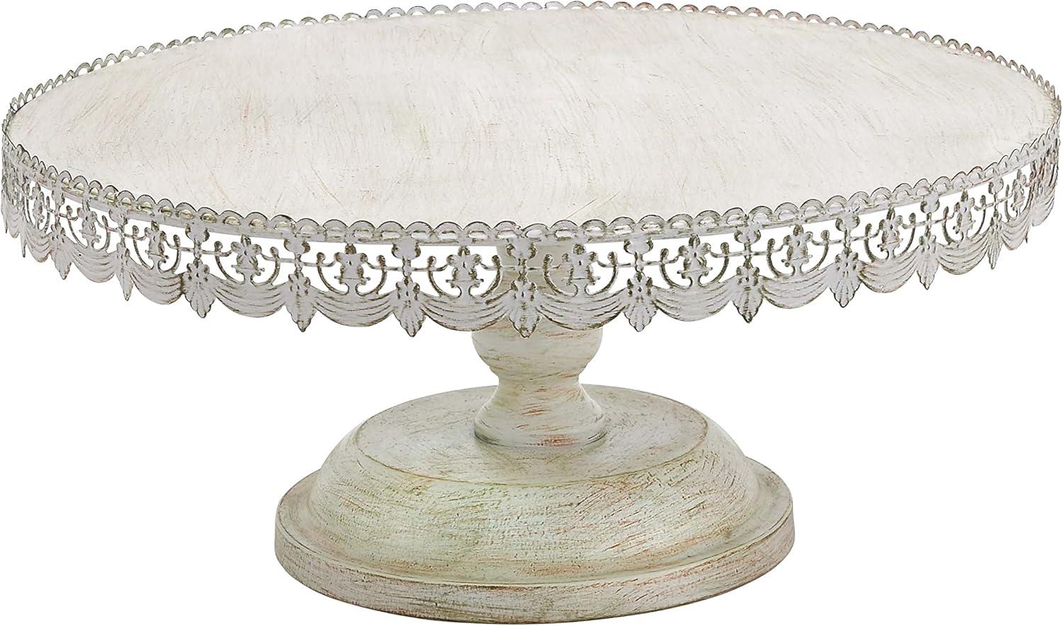 White Lace Inspired Ceramic Pedestal Cake Stand, 22"