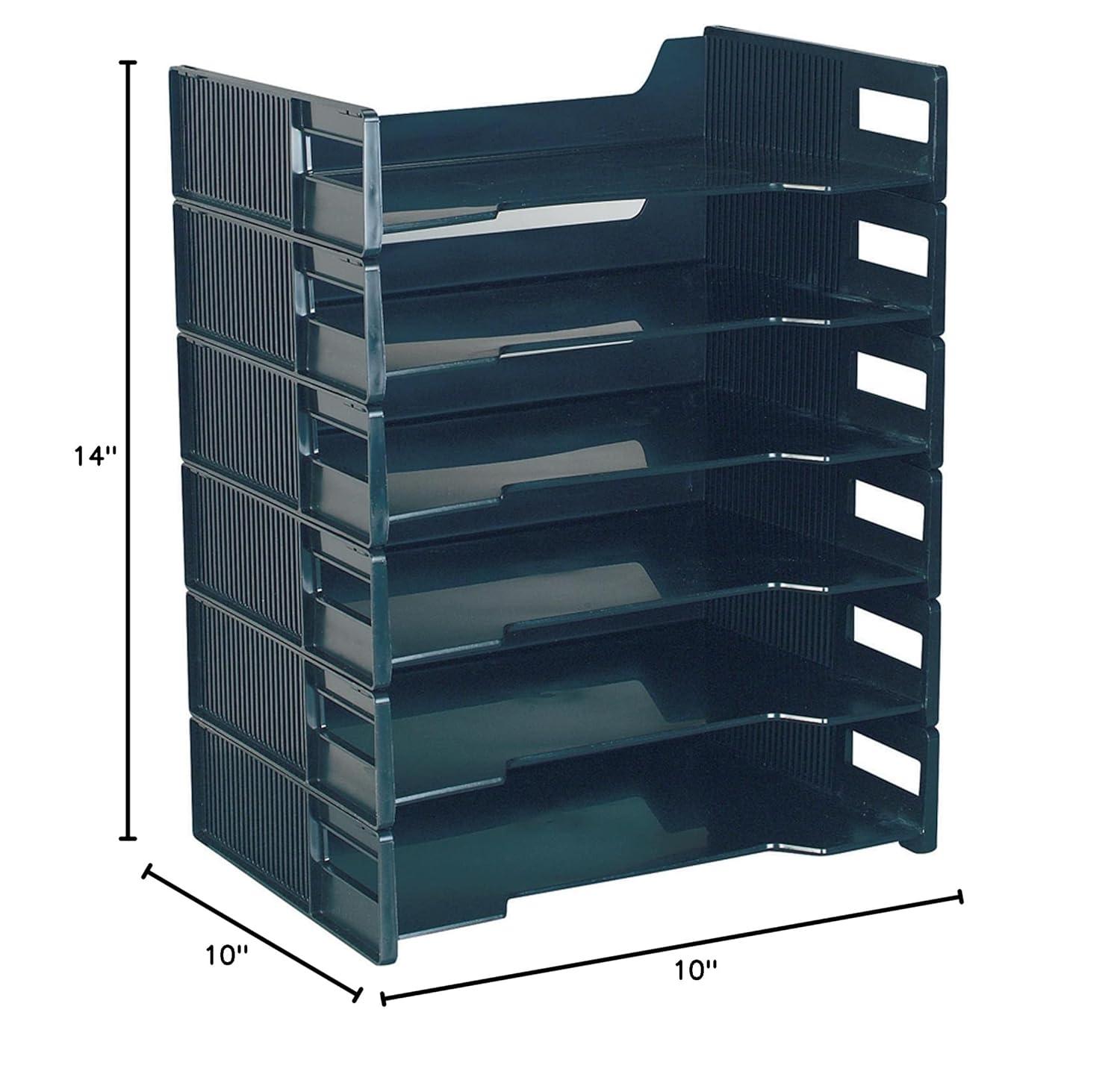Black Stackable Plastic Letter Trays, Pack of 6