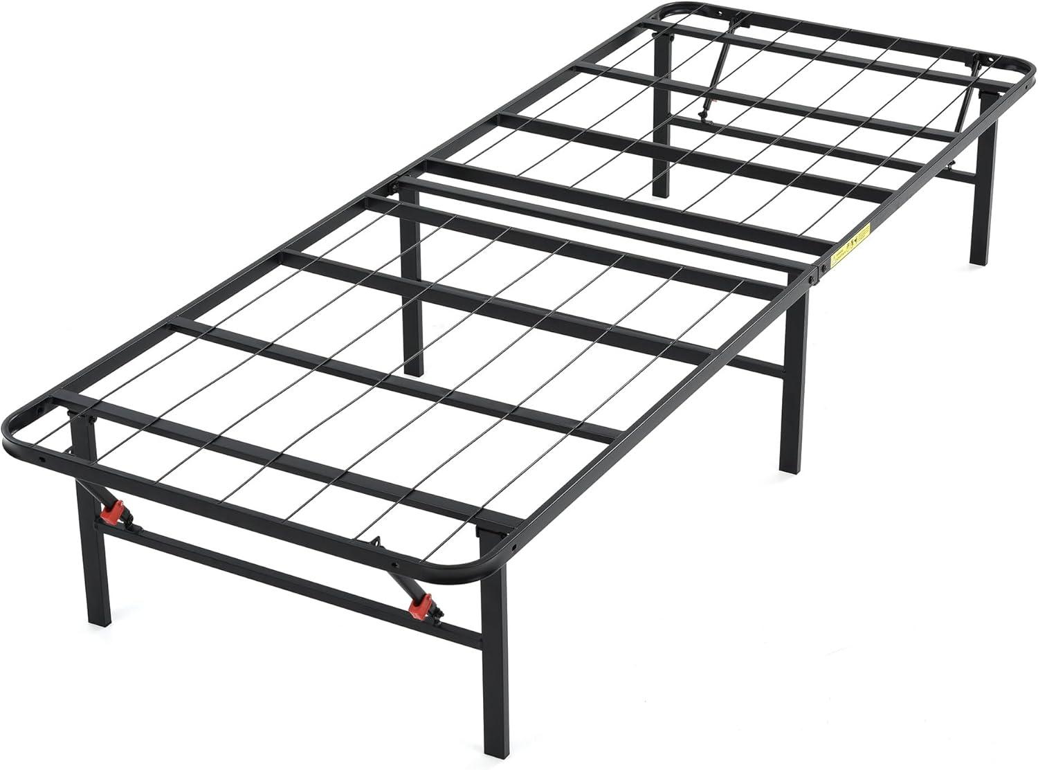 Hercules Folding Metal Bed Frame, 14 Inch Heavy Duty Platform Mattress Foundation, Easy Assembly, Noise Free, No Box Spring Needed, Twin