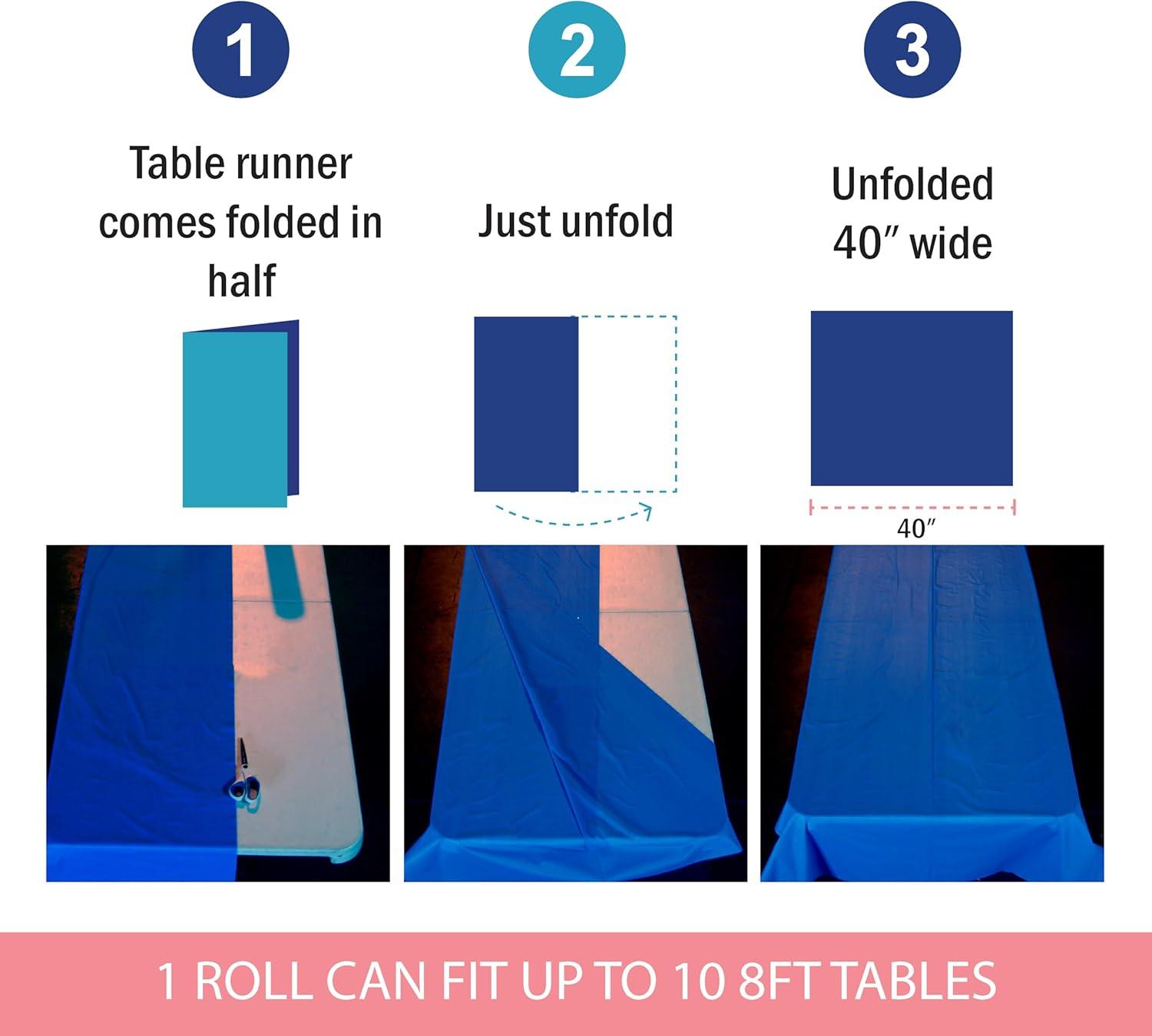 Craft And Party, White Plastic Table Cover Roll - 40in X 100 feet Heavy Duty Plastic Banquet Table Cover Roll. (White)