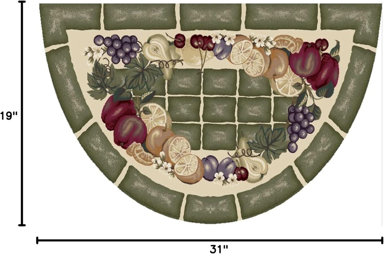 Mayberry Rug Cozy Cabin Fruitful Harvest Nylon Washable Accent Rug 19"x31" - Sage