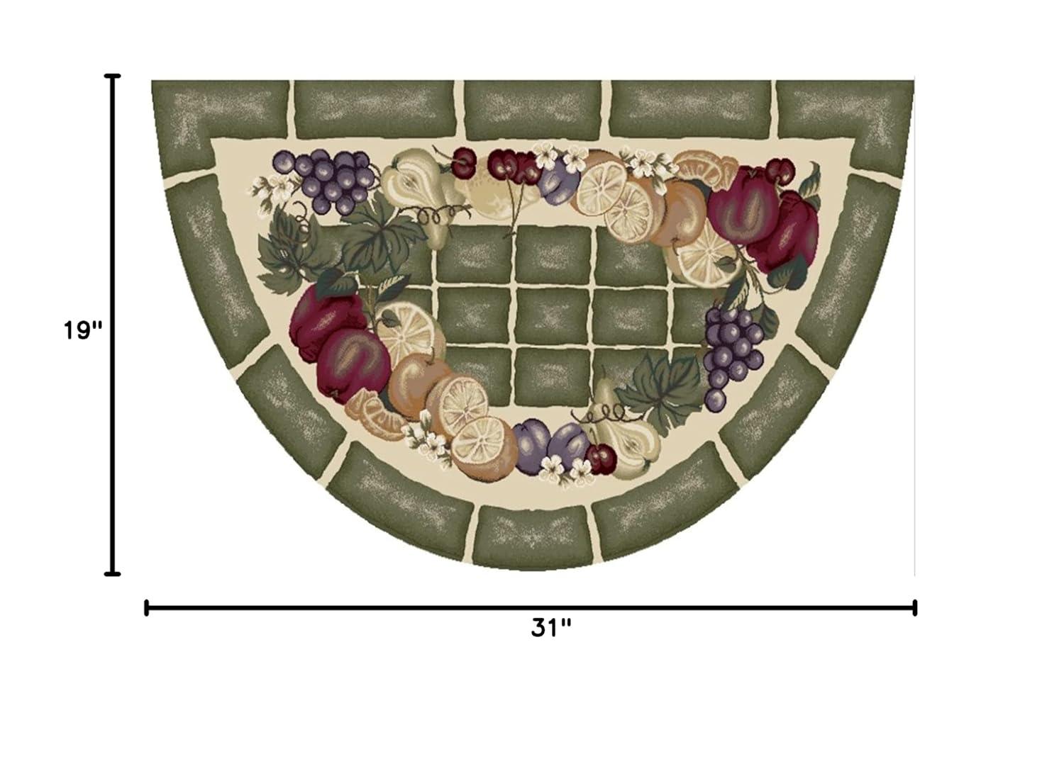 Mayberry Rug Cozy Cabin Fruitful Harvest Nylon Washable Accent Rug 19"x31" - Sage