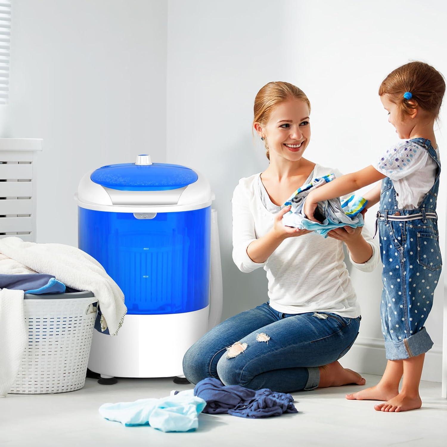 Costway 5.5lbs Portable Mini Compact Washing Machine Electric Laundry Spin Washer Dryer Blue