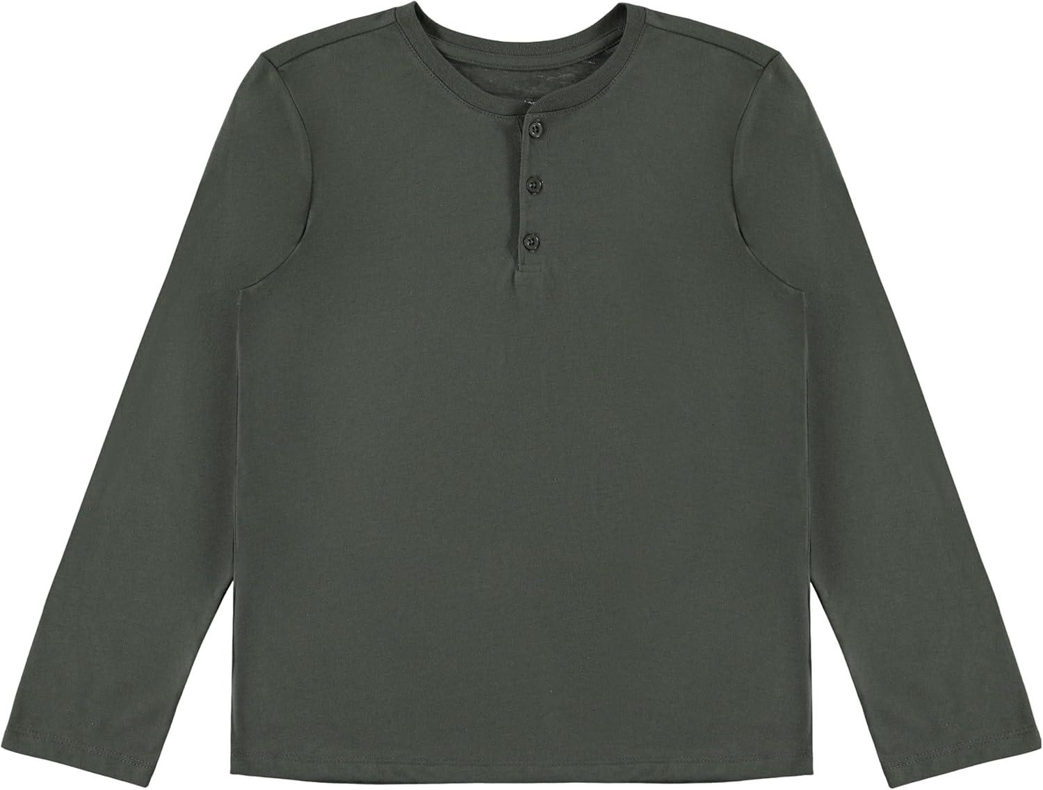 STITCH & STONE Boys 4 Pack Long Sleeve Tops, Soft Cotton Crewneck Tees, Casual Boys Clothing, Comfortable Everyday Wear