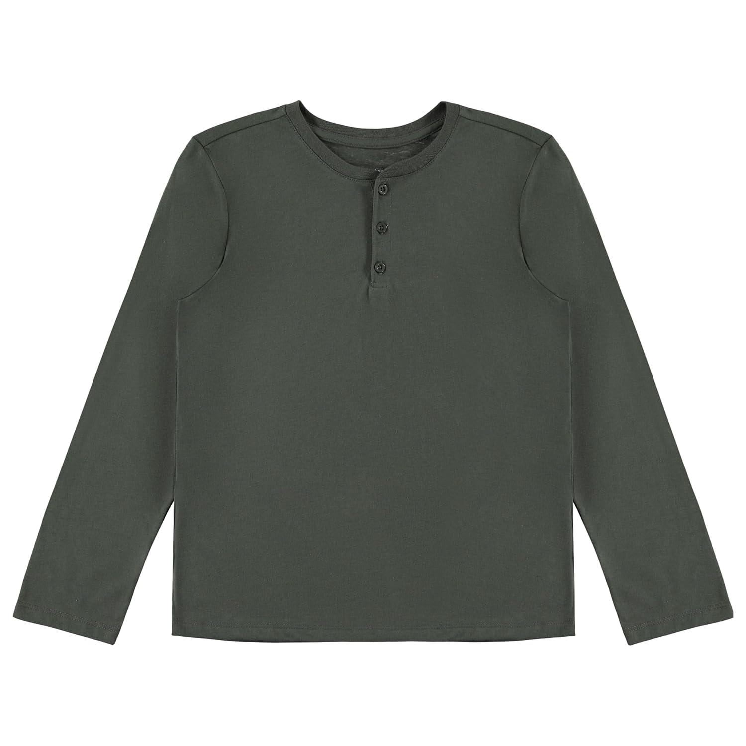 STITCH & STONE Boys 4 Pack Long Sleeve Tops, Soft Cotton Crewneck Tees, Casual Boys Clothing, Comfortable Everyday Wear