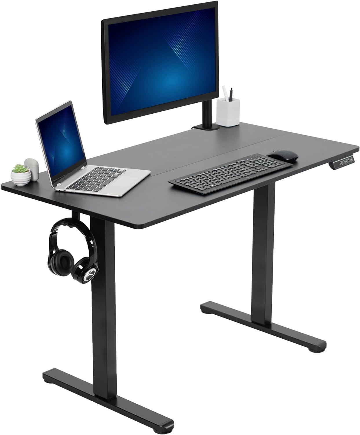 Black Adjustable Electric Standing Desk with Memory Controller