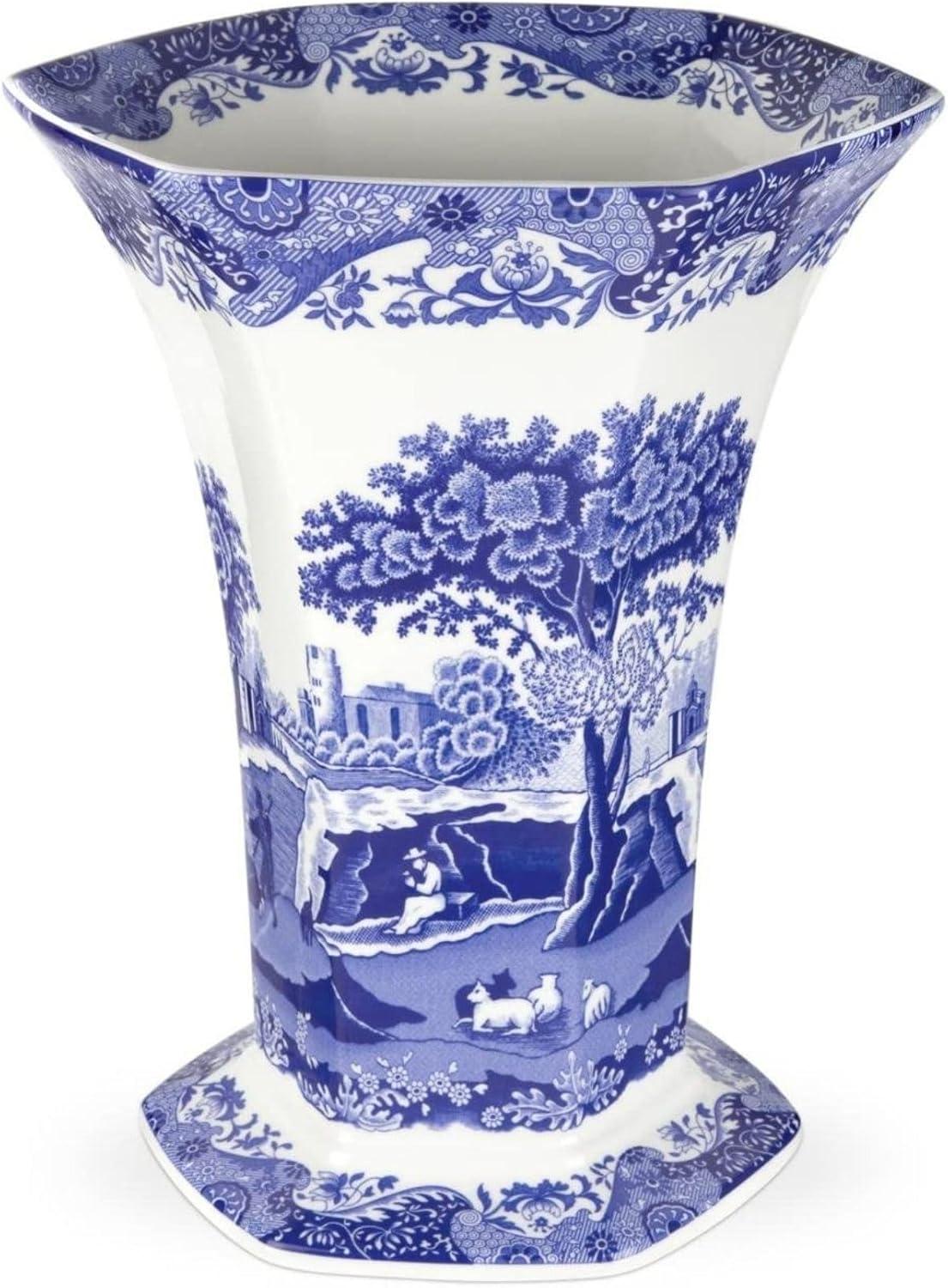 Spode Spode Blue Italian Hexagonal Vase 10.5"
